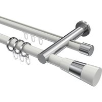 Rundrohr-Innenlaufstange Weiß / Chrom, Aluminium / Metall 20 mm Ø Platon Tanara, zweiläufig
