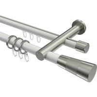 Rundrohr-Innenlauf-Vorhangstange Weiß / Edelstahl-Optik, Aluminium / Metall 20 mm Ø Platon Tanara
