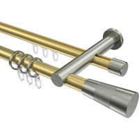 Rundrohr-Innenlaufstange Messing-Optik / Edelstahl-Optik 20 mm Ø Platon Tanara, zweiläufig