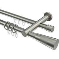 Rundrohr-Innenlauf Gardinenstangen Edelstahl-Optik 20 mm Ø Platon Tanara, zweiläufig