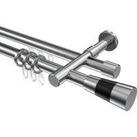 Rundrohr-Innenlauf-Vorhangstangen Chrom, Aluminium / Metall 20 mm Ø Prestige Tanara, zweiläufig