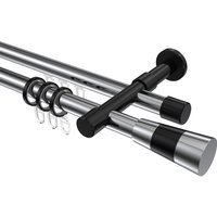 Rundrohr-Innenlaufstangen Chrom / Schwarz, Aluminium / Metall 20 mm Ø Prestige Tanara, 2-läufig