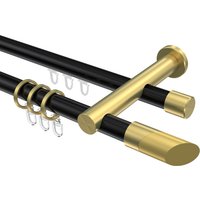 Rohr-Innenlauf-Gardinenstange Schwarz / Messing-Optik, 2-läufig Aluminium / Metall 20 mm Ø Platon Verano