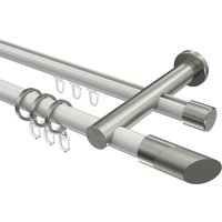 Rundrohr-Innenlauf-Gardinenstangen Weiß / Edelstahl-Optik, Aluminium / Metall 20 mm Ø Platon Verano