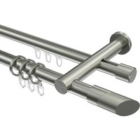 Rundrohr-Innenlauf Vorhangstange Edelstahl-Optik 20 mm Ø Platon Verano, 2-läufig