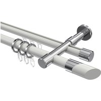 Rundrohr-Innenlauf-Gardinenstangen Weiß / Chrom, Aluminium / Metall 20 mm Ø Prestige Verano, doppelläufig