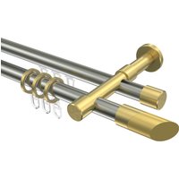 Rundrohr-Innenlauf Gardinenstange Edelstahl-Optik / Messing-Optik 20 mm Ø Prestige Verano, zweiläufig