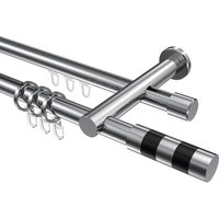 Rundrohr-Innenlauf-Gardinenstange Chrom, Aluminium / Metall 20 mm Ø Platon Mavell, doppelläufig