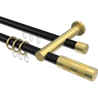 Rohr-Innenlaufstange Schwarz / Messing-Optik, 2-läufig Aluminium / Metall 20 mm Ø Platon Mavell