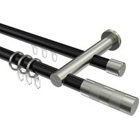 Rundrohr-Innenlauf-Gardinenstangen Schwarz / Edelstahl-Optik, Aluminium / Metall 20 mm Ø Platon Mavell