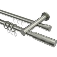 Rundrohr-Innenlauf Gardinenstangen Edelstahl-Optik 20 mm Ø Platon Mavell, zweiläufig