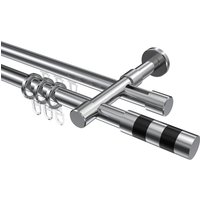 Rundrohr-Innenlauf-Gardinenstangen Chrom, Aluminium / Metall 20 mm Ø Prestige Mavell, doppelläufig