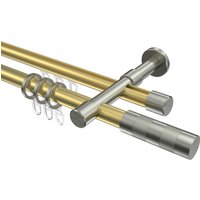 Rundrohr-Innenlaufstangen Messing-Optik / Edelstahl-Optik 20 mm Ø Prestige Mavell, 2-läufig