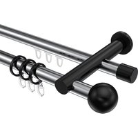 Rundrohr-Innenlauf-Gardinenstangen Chrom / Schwarz, Aluminium / Metall 20 mm Ø Platon Luino