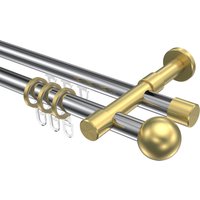 Vorhangstange mit Rohr / Innenlauf Chrom / Messing-Optik, 2-läufig Aluminium / Metall 20 mm Ø Prestige Luino