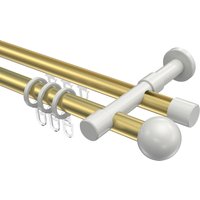 Rohr-Innenlaufstange Messing-Optik / Weiß, 2-läufig Aluminium / Metall 20 mm Ø Prestige Luino