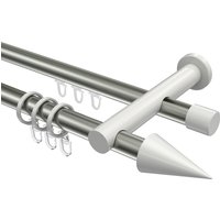 Rundrohr-Innenlauf-Vorhangstange Edelstahl-Optik / Weiß, Aluminium / Metall 20 mm Ø Platon Savio