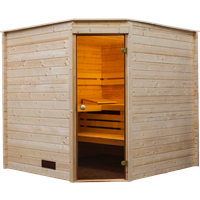 Innensauna Eckmodell 215x215cm / 40mm – 4.62 qm Wandstärke: 40 mm Innensauna Eckmodell 215x215cm / 40mm – 4.62 qm Wandstärke: 40 mm