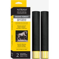 Nitram : Demi Baton de Saule Round Stick Charcoal : Extra Soft : 25mm : Pack of 2