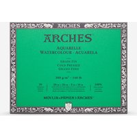Arches : Aquarelle : Block : 8x10in : 20x26cm : 20 sheets : 140lb : 300gsm Glued : Not