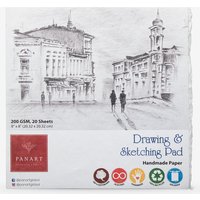 Panart : Sketch Pad : Handmade Paper With Deckled Edge : 200gsm : 20 Sheets : 8x8in