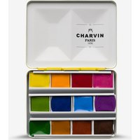 Charvin : Extra-Fine Artist Watercolour Paint : Half Pan : Mini Tin : Golden Yellow : 12 Colours