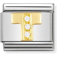 Nomination Classic Gold & CZ Letter T Charm