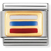 Nomination Classic Gold & Enamel Flag Of Russia Charm