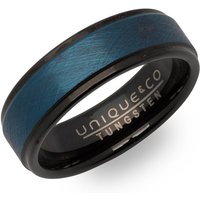 Unique Tungsten Carbide 7mm Ring with Black & Blue Plating