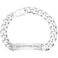 John Greed Signature Silver Medium Chamfered Curb ID Bracelet