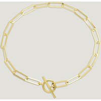 John Greed CANDY Cane Gold Plated Silver Flattened Open Oval T-Bar Bracelet
