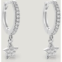 John Greed CANDY Sky Silver CZ Star Charm Huggie Hoop Earrings