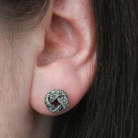 John Greed Signature Silver Marcasite Knot Stud Earrings
