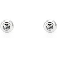 John Greed Signature Children's Silver Round White Crystal Stud Earrings