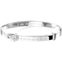 Sterling Silver Believe In Fairies Expandable Bangle B4315 – - Sterling Silver / Diamond