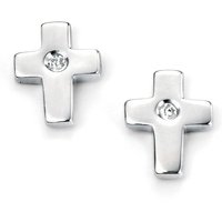 Sterling Silver Cross Earrings E5156 – Timeless Design | Acotis - Sterling Silver / Diamond