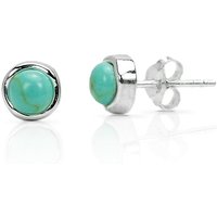 John Greed Signature Silver Turquoise Circle Stud Earrings