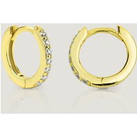 John Greed Signature Gold Plated Silver CZ Huggie Hoop Earrings