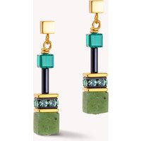 Coeur De Lion DELUXE GEOCUBE Earrings Gold & Nephrite