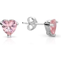 John Greed Signature Silver CZ Bold Pink Heart Stud Earrings