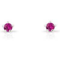 John Greed Signature Silver Dark Pink Crystal Tiny Stud Earrings