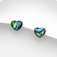 John Greed Signature Silver Abalone Shell Heart Stud Earrings