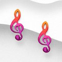 John Greed Signature Silver Colourful Enamel Music Note Stud Earrings