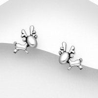 John Greed Signature Silver Plain Reindeer Stud Earrings