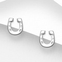 John Greed Signature Silver Textured Horseshoe Stud Earrings