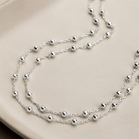 John Greed Signature Silver Double Layer Ball Anklet