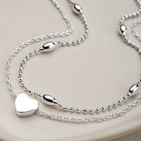 John Greed Signature Silver Double Chain Heart & Bead Anklet