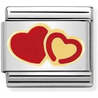 Nomination Classic Gold & Enamel Double Heart Charm