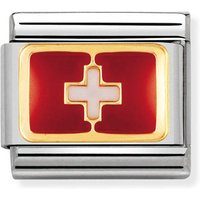 Nomination Classic Gold & Enamel Flag Of Switzerland Charm
