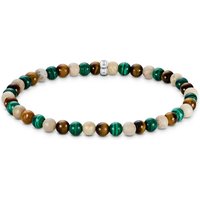 THOMAS SABO Rebel Silver 5mm Malachite Jasper & Tiger's Eye Bracelet